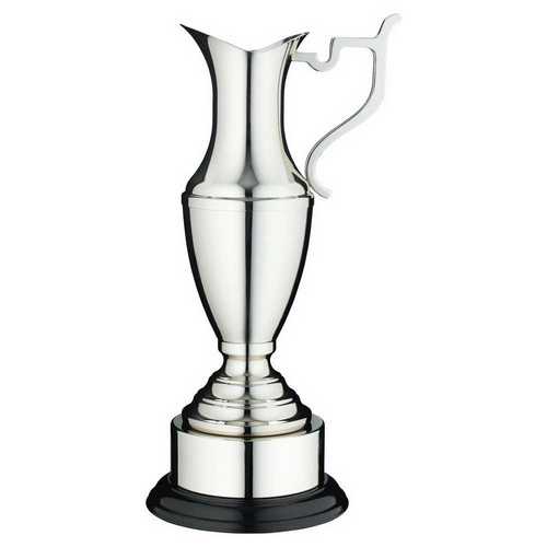 Nickel Plated Claret Jug On Round Base With Plinth - 12in