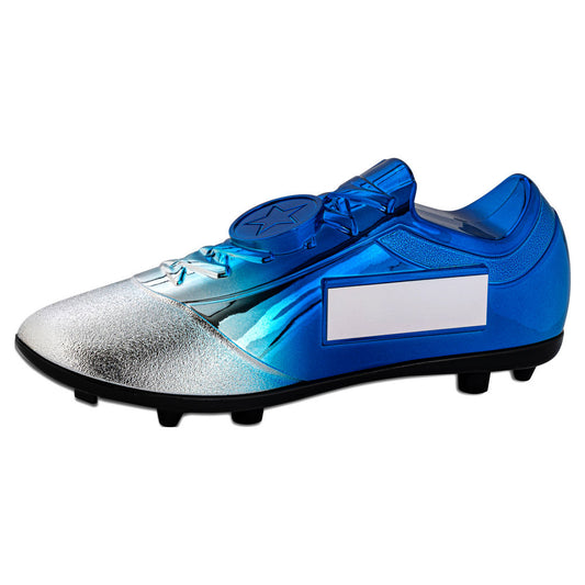 Filled Plastic Footballl Boot In Silver|blue With Plate