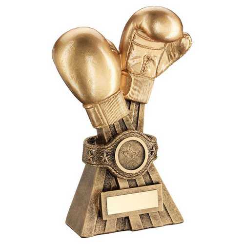 Gold|Brz Boxing Gloves With Belt With Plate (1in Centre) - 7in