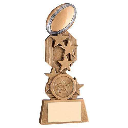 Brz|Pew|Gold Rugby On Stars Flatback With Plate (1in Centre) - 5in