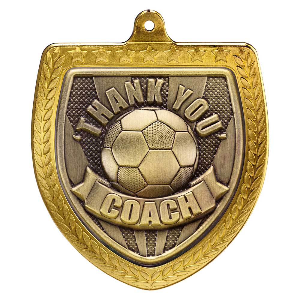 Cobra Football Thank you Coach Shield Medal Gold