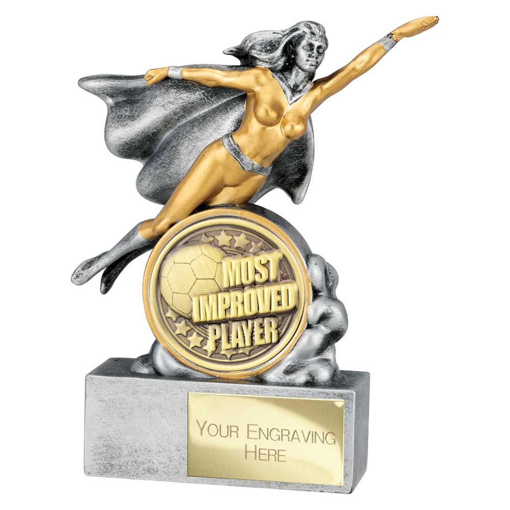 Hero Female Most Improved Award Antique Silver 140mm