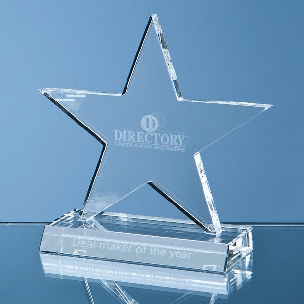 Optical Crystal 5 Pointed Star on Base Award