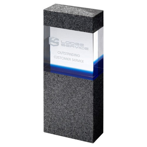 Clear-Blue Glass Within Grey Marble Column (35mm Thick) - Available in 3 Sizes