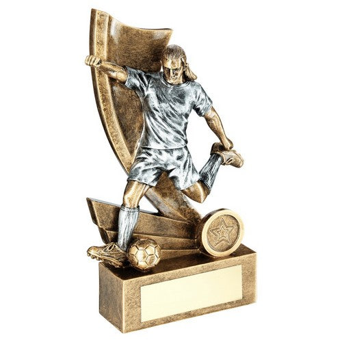 Brz-Pew-Gold Female Football Figure On Swoosh Back With Plate - Available in 4 Sizes