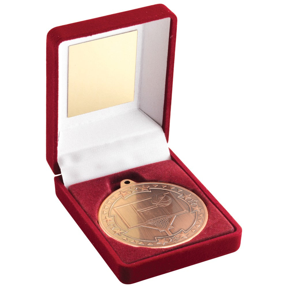 Red Velvet Box With Basketball Medal