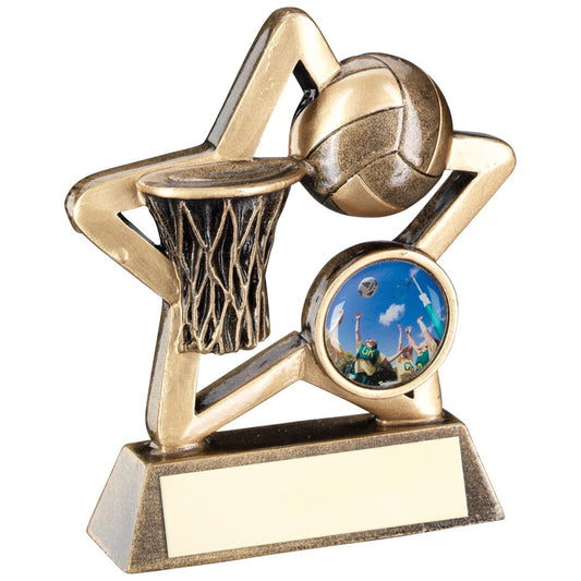 Bronze And Gold Netball Mini Star Trophy