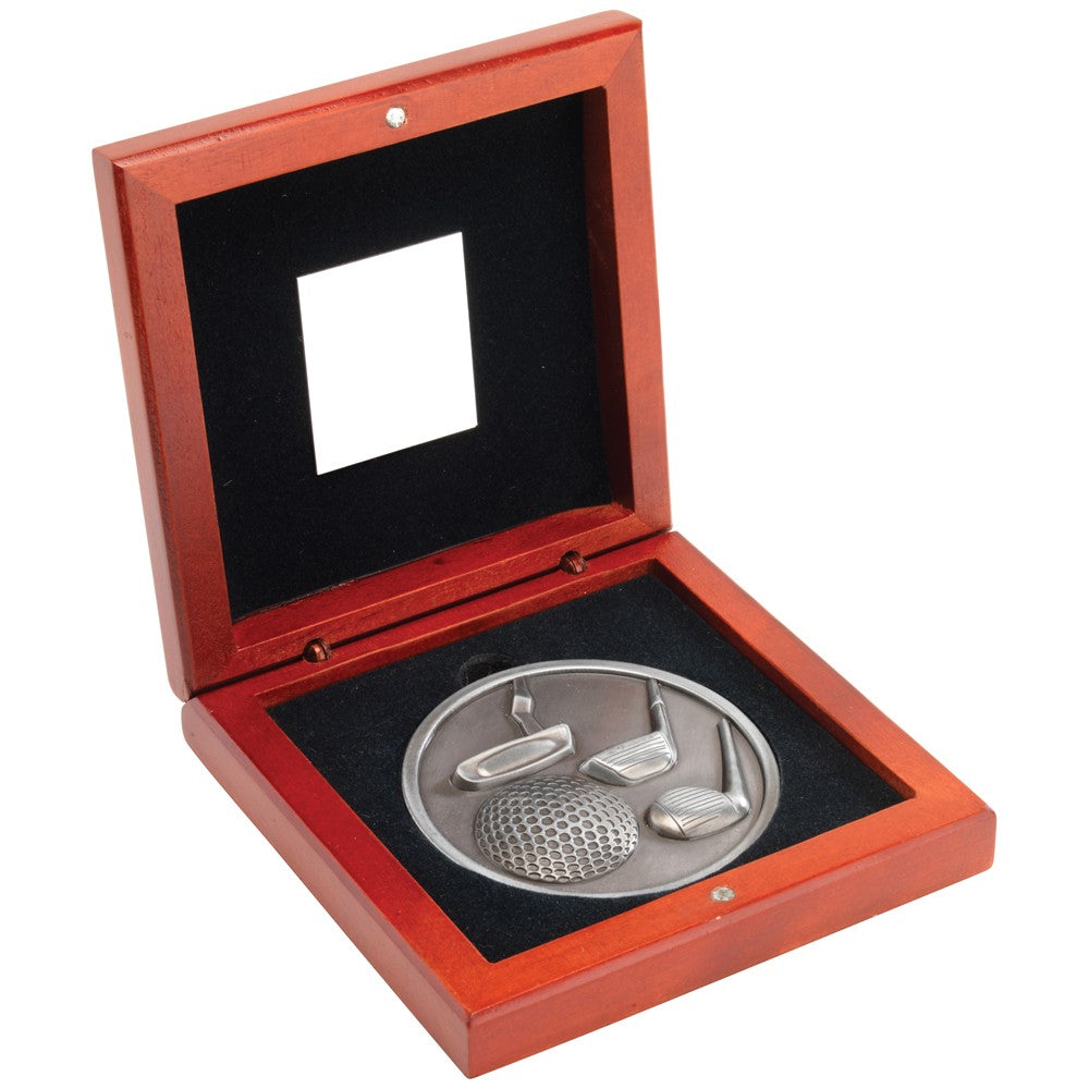 Rosewood Box With lion Golf Medal