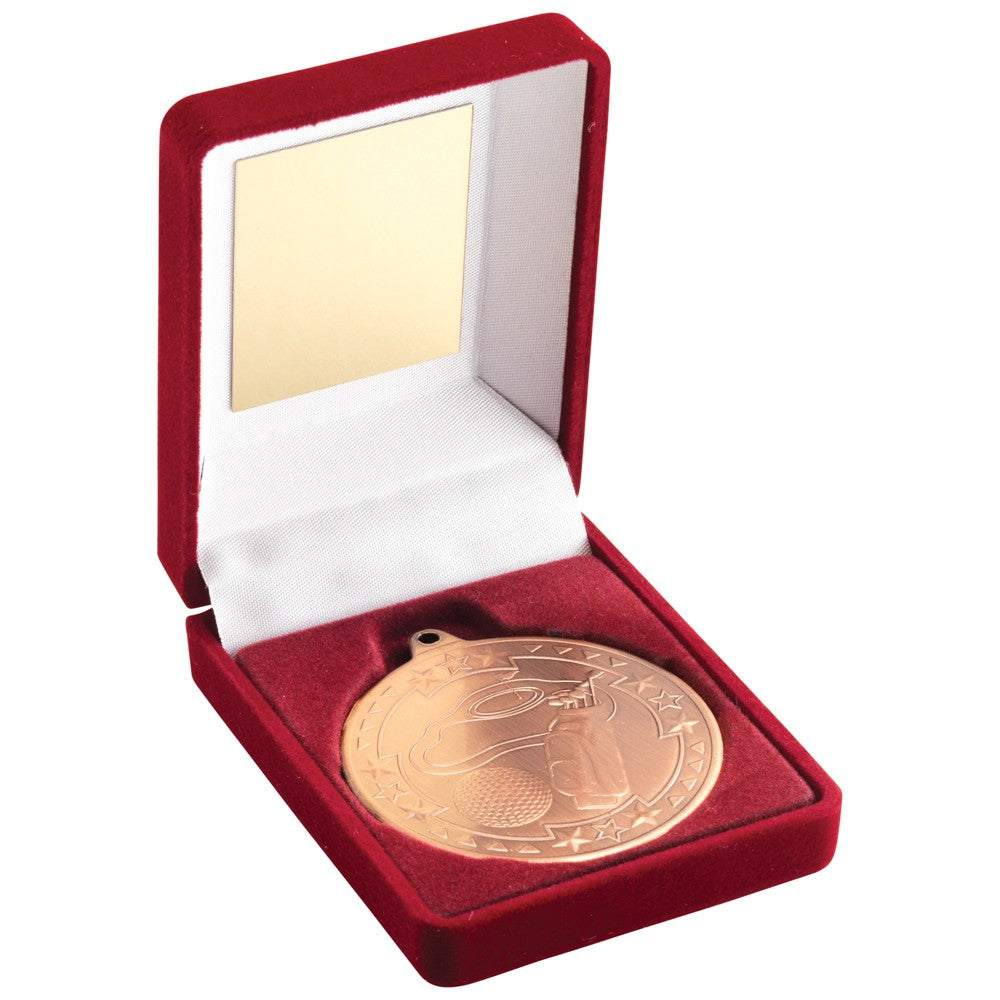 Red Velvet Box With Golf Medal