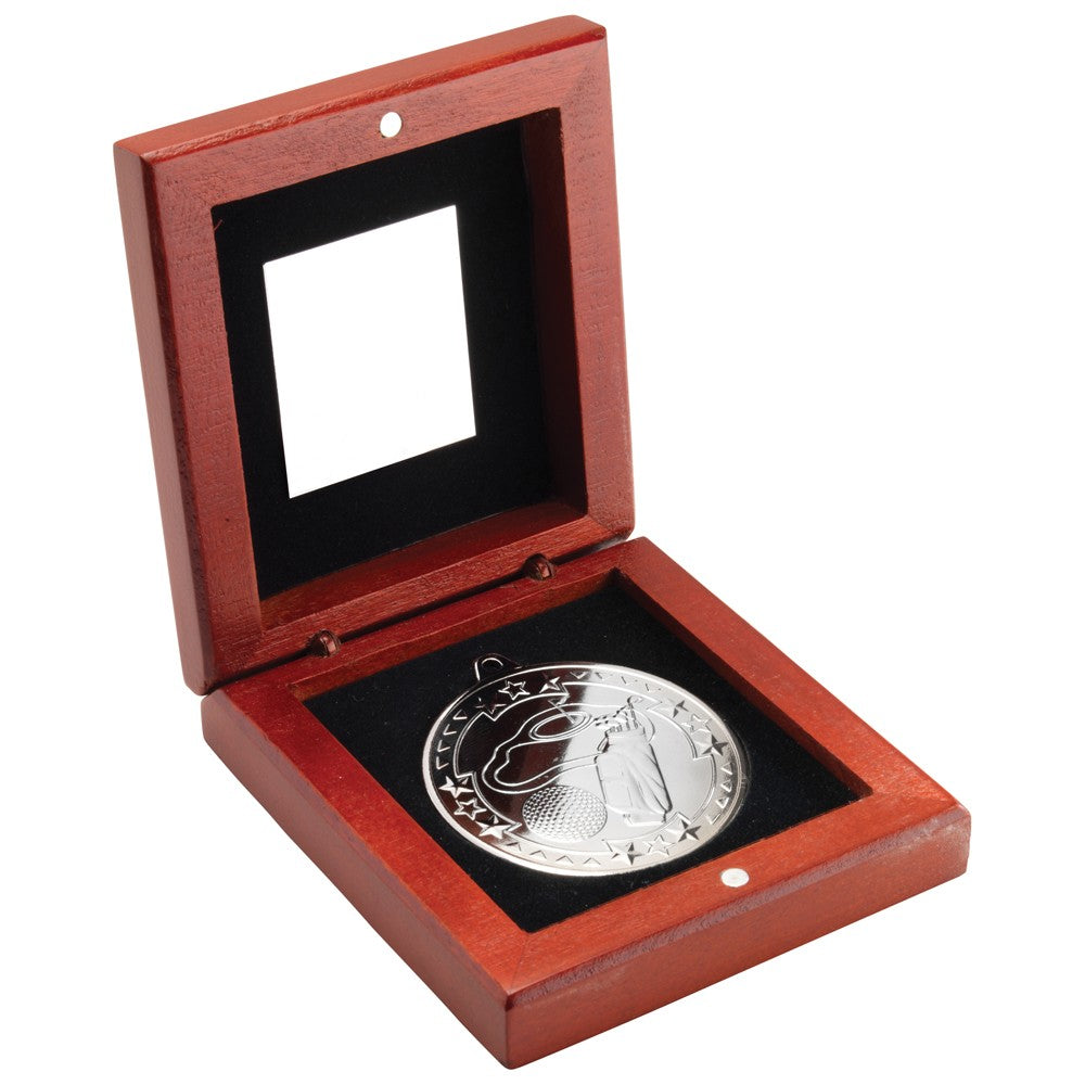 Rosewood Box With Golf Medal