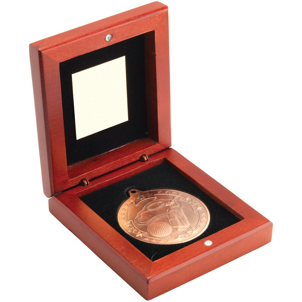 Rosewood Box With Golf Medal