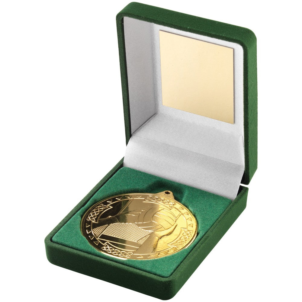 Green Velvet Box With Gaelic Football Medal