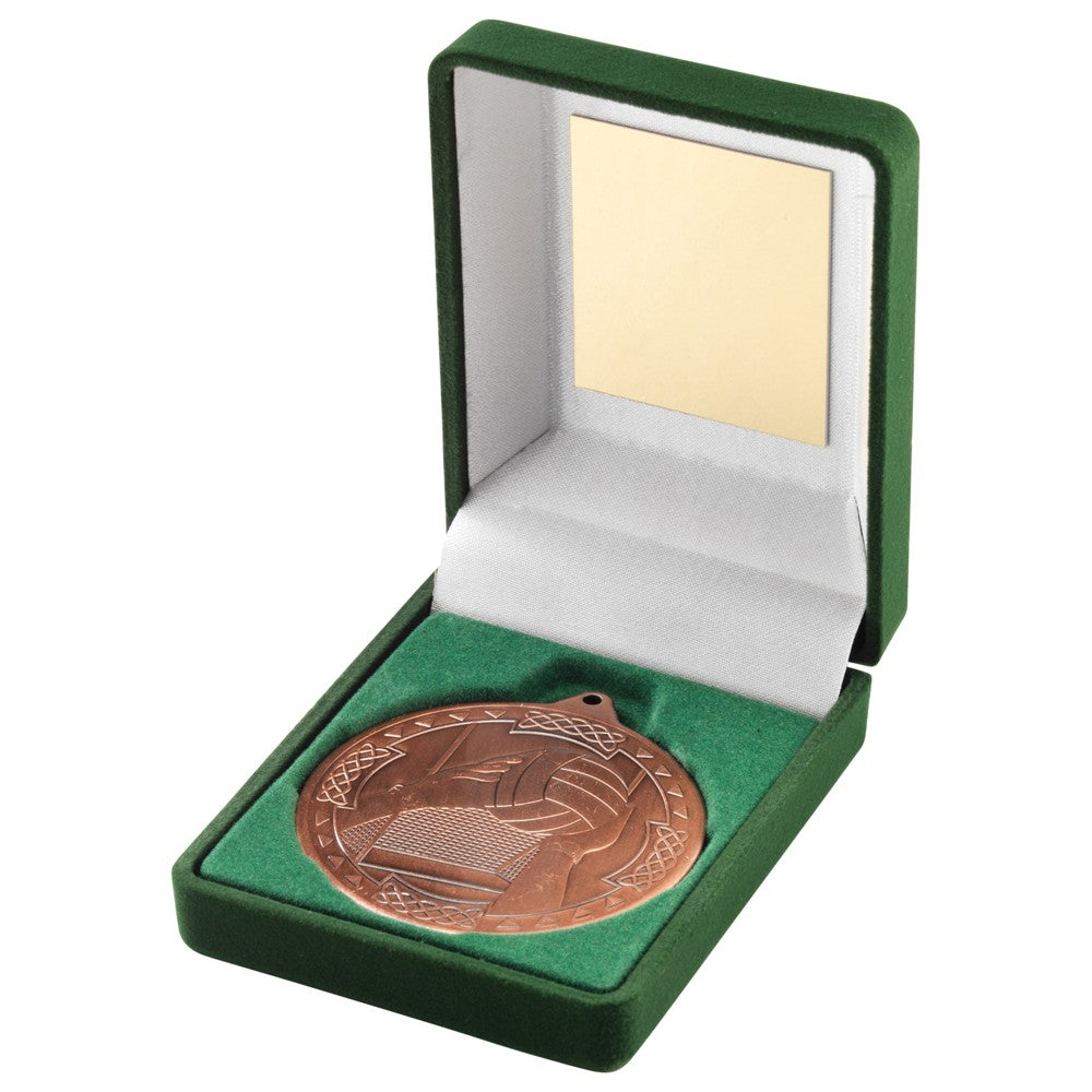 Green Velvet Box With Gaelic Football Medal