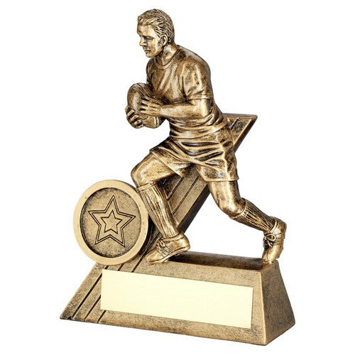 Brz-Gold Male Rugby Mini Figure With Plate - Available in 3 Sizes
