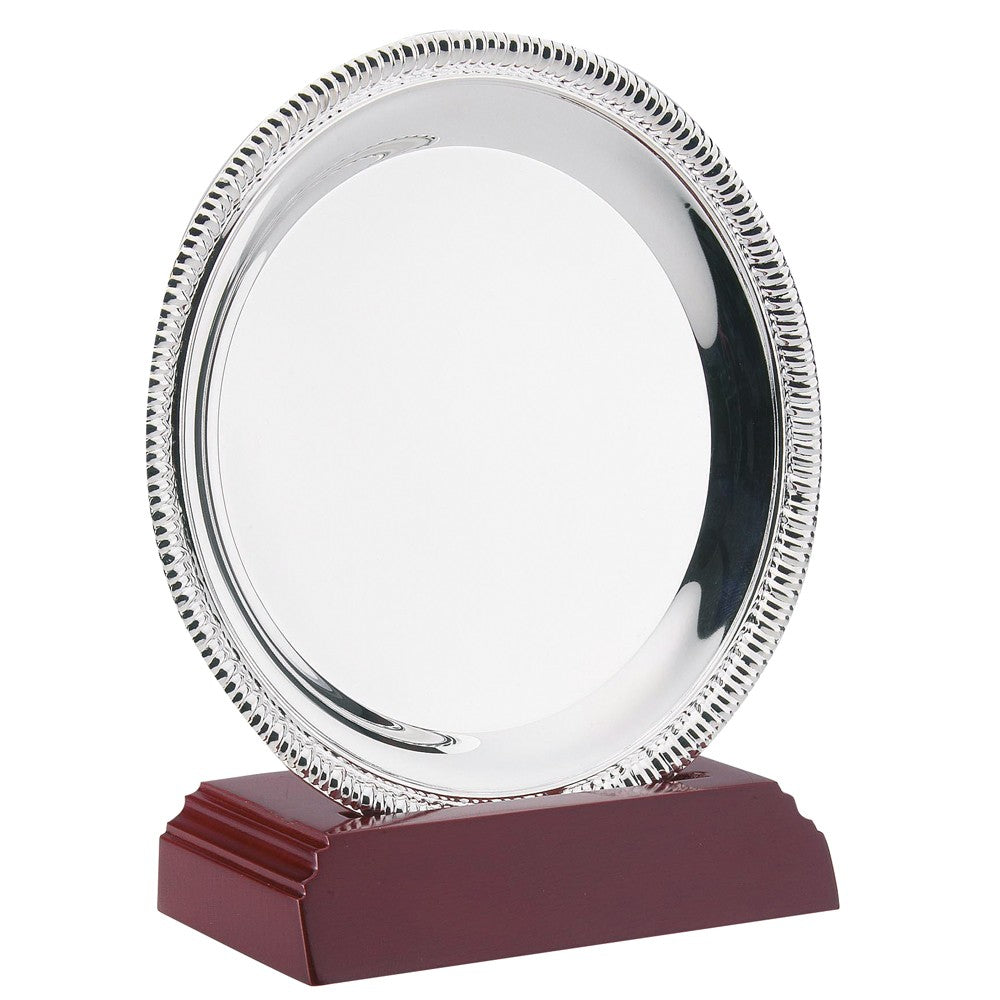 Silver Plated 'Rope' Salver On Wooden Stand