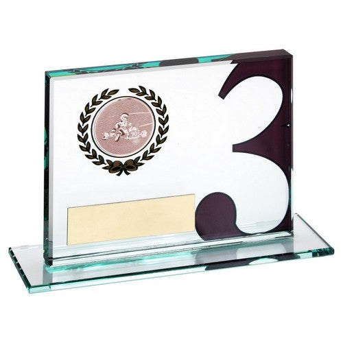 Jade Glass Plaque With Go Kart Insert And Plate - Available in 1st, 2nd and 3rd