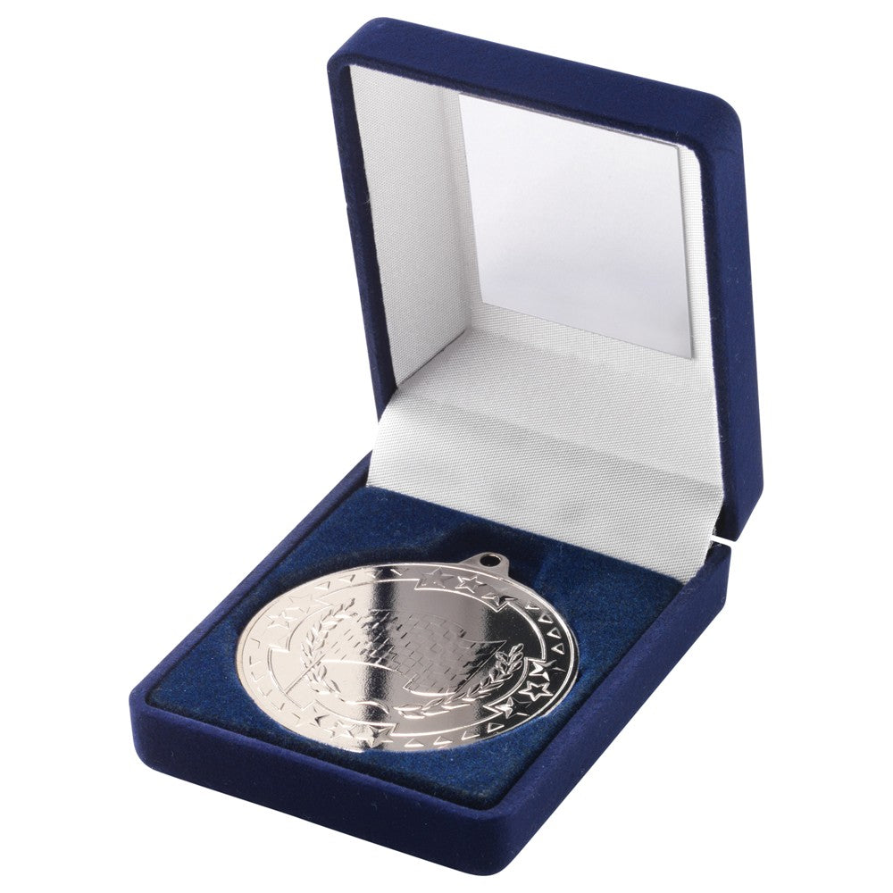Blue Velvet Box With Motor Sport Medal