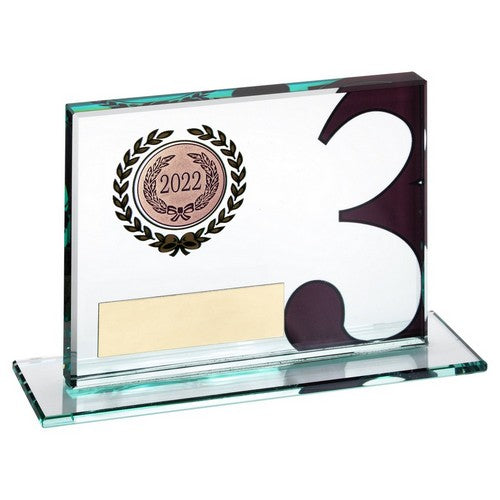 Jade Glass Plaque With Number And Plate - Available in 1st, 2nd and 3rd