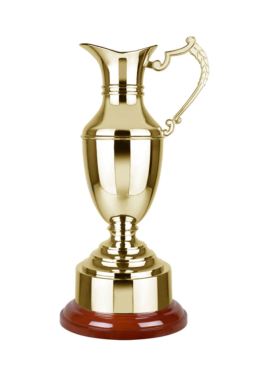 Gold Finish Endurance Claret Jug on Rosewood Base - 3 Sizes