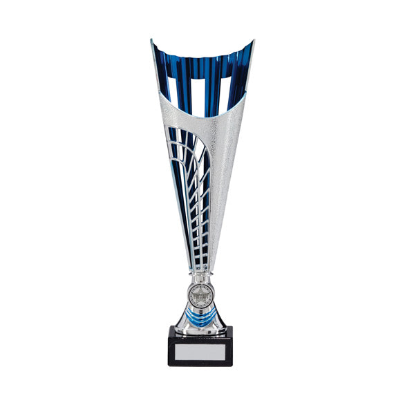 Garrison Plastic Laser Cut Cup Silver & Blue - Available in 5 Sizes