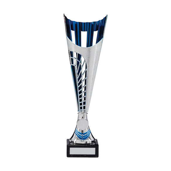 Garrison Plastic Laser Cut Cup Silver & Blue - Available in 5 Sizes