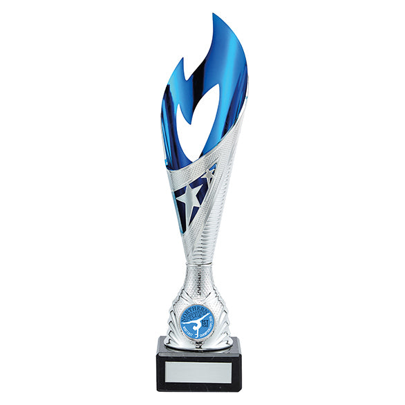 Inferno Plastic Laser Cut Cup Silver & Blue - 3 Sizes