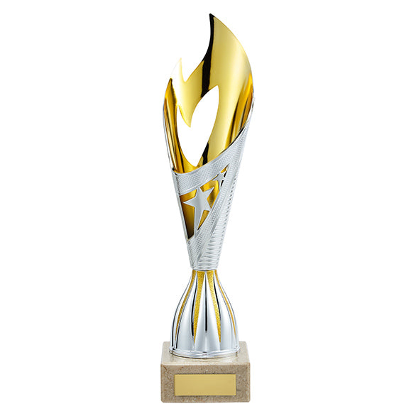 Inferno Plastic Laser Cut Cup Silver & Gold - 3 Sizes
