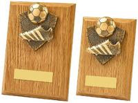 Light Oak Boot-Ball Wood Plaque Trophy - 2 Sizes