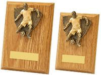 Light Oak Male Footballer Wood Plaque Trophy - 2 Sizes