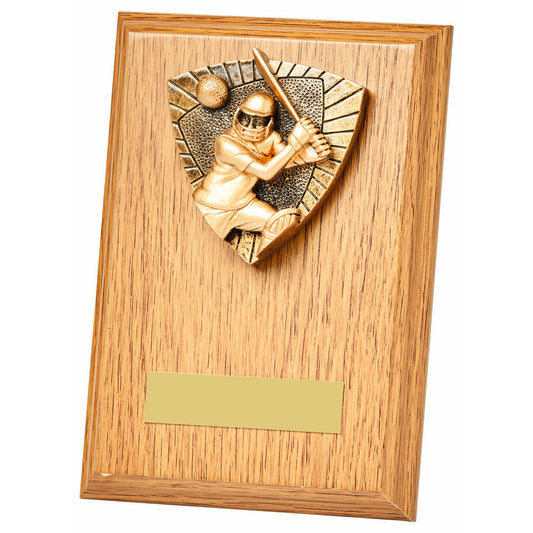 Cricket Batsman Wood Plaque - 2 Sizes