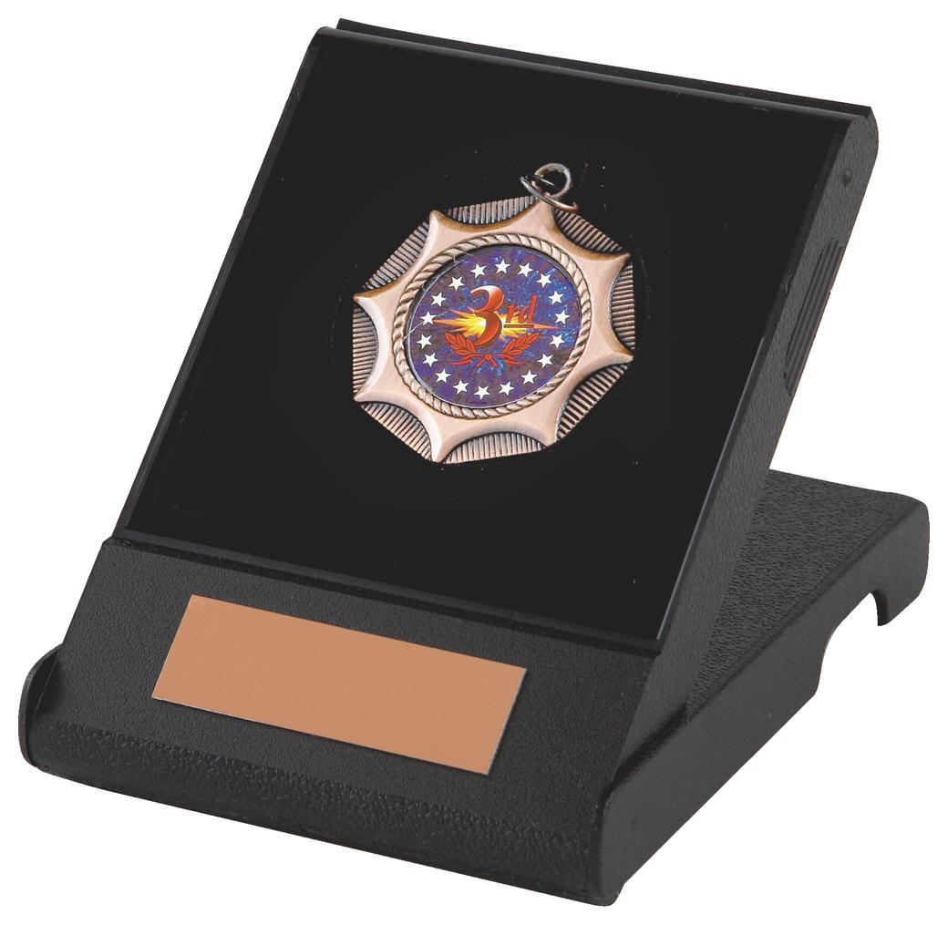 Star Medal Black Plastic Presentation Case