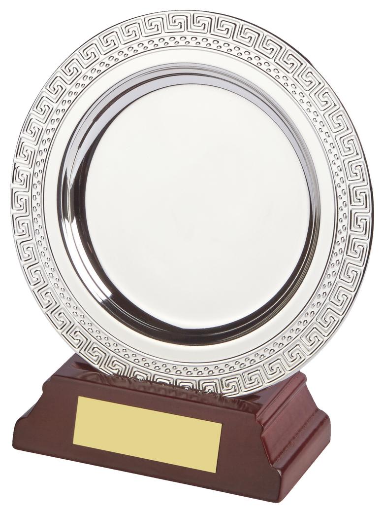 Silver Salver Award On Wood Stand