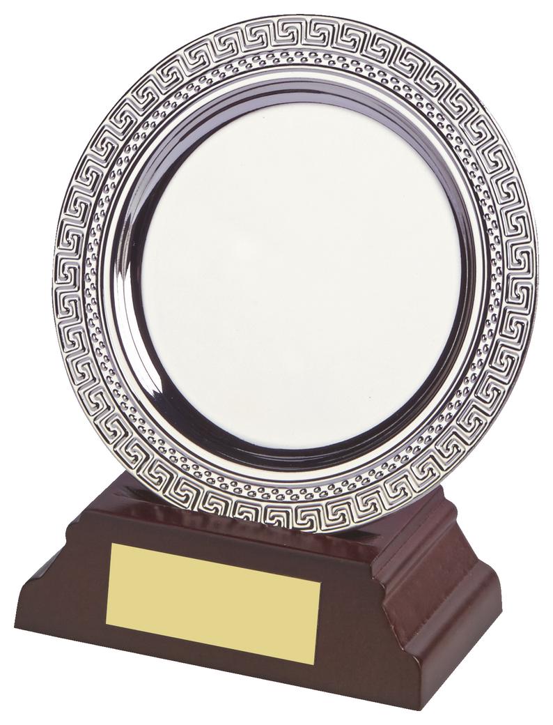 Silver Salver Award On Wood Stand