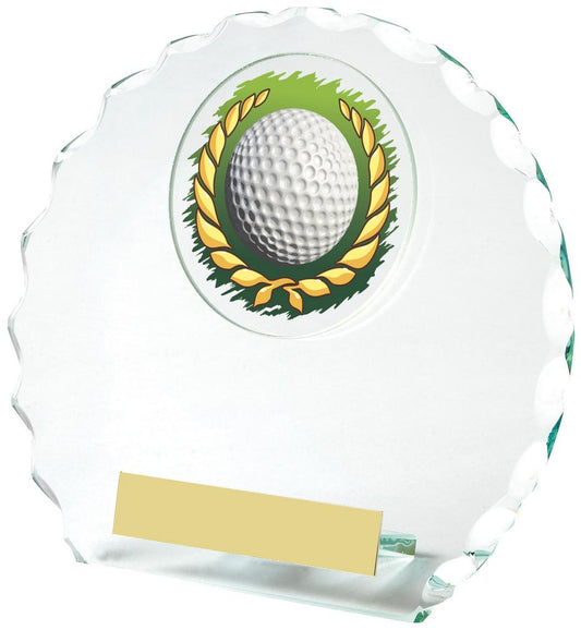 Round Jade Glass Golf Award