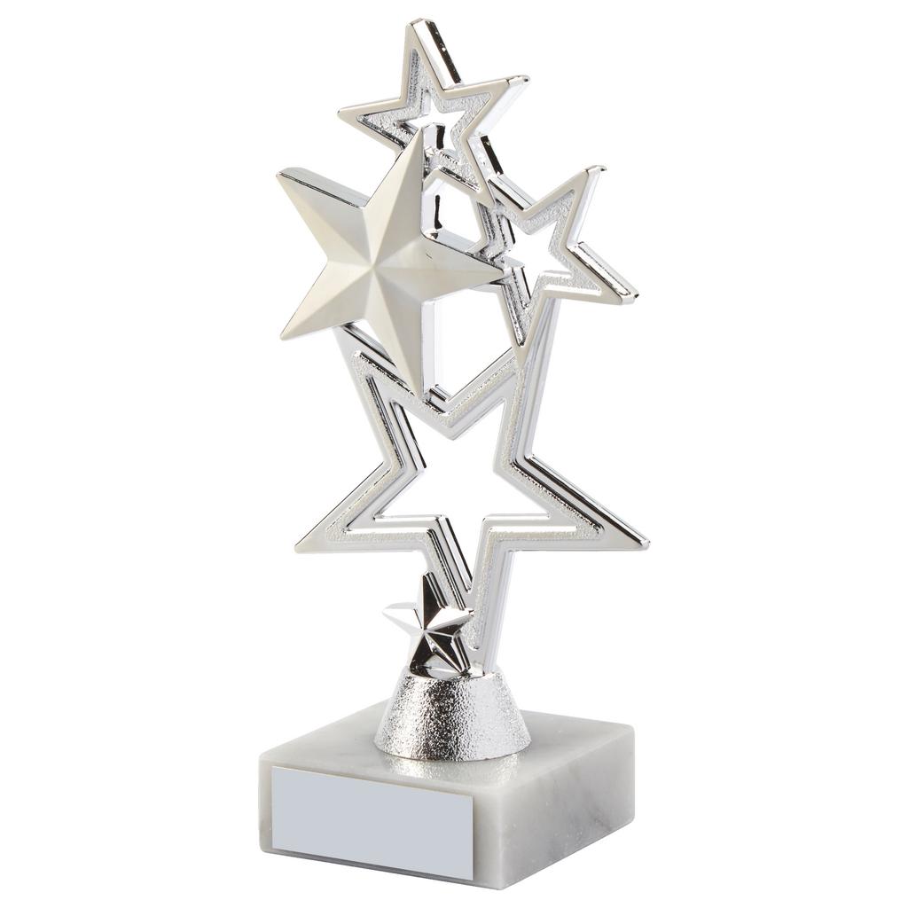 Silver Stars Achievement Trophy - Available in 3 sizes