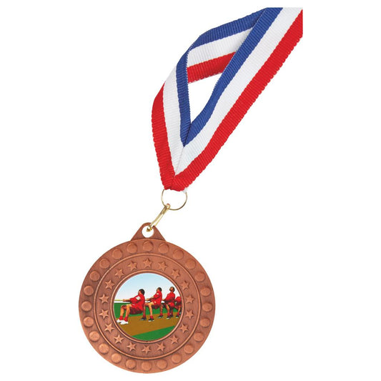 50mm Sports Medal with 22mm Ribbon - Available in Gold, Silver and Bronze