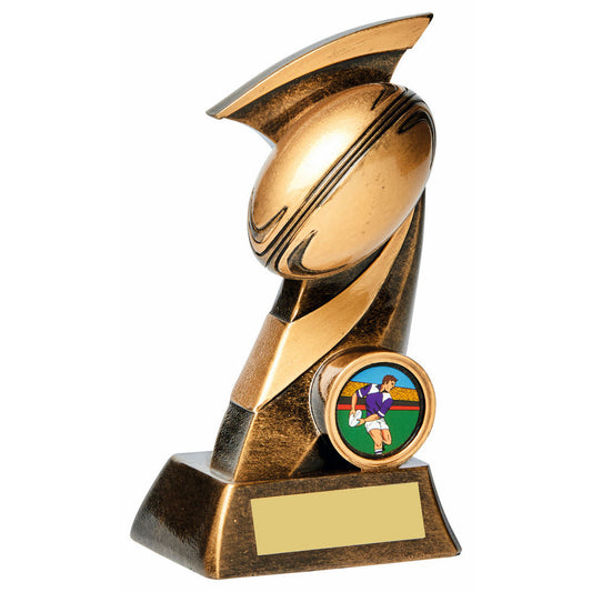 Antique Gold "Scimitar" Rugby Ball Resin - 3 Sizes