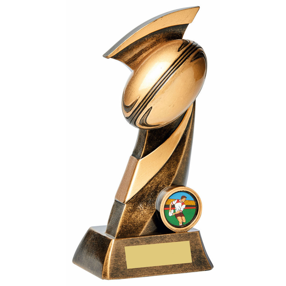 Antique Gold "Scimitar" Rugby Ball Resin - 3 Sizes