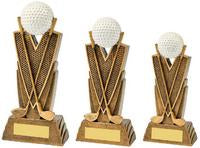 Antique Gold Golf Club-Ball Resin - 3 Sizes