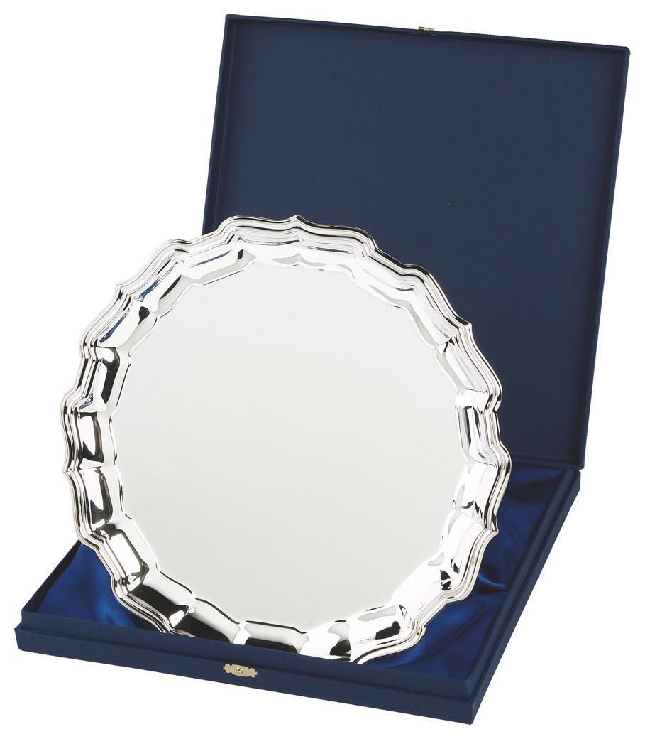 Heavy Nickel Plated Salver Award In Presentation Case