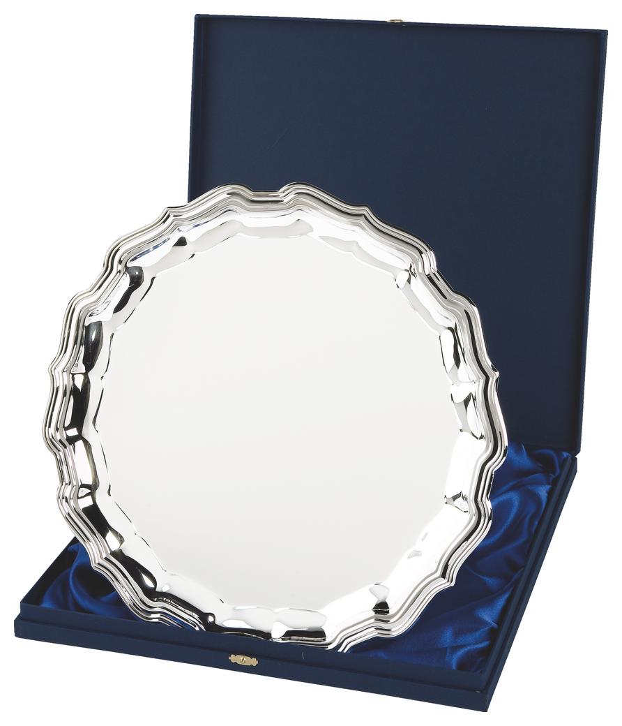 Heavy Nickel Plated Salver Award In Presentation Case