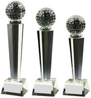 Crystal Column Golf Ball Award - 3 Sizes
