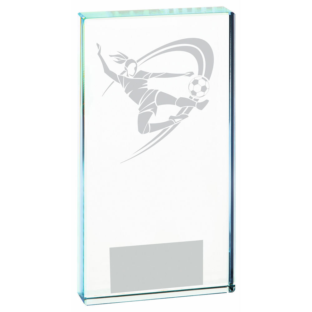 Clear Glass Football Award (Female) - 2 Sizes