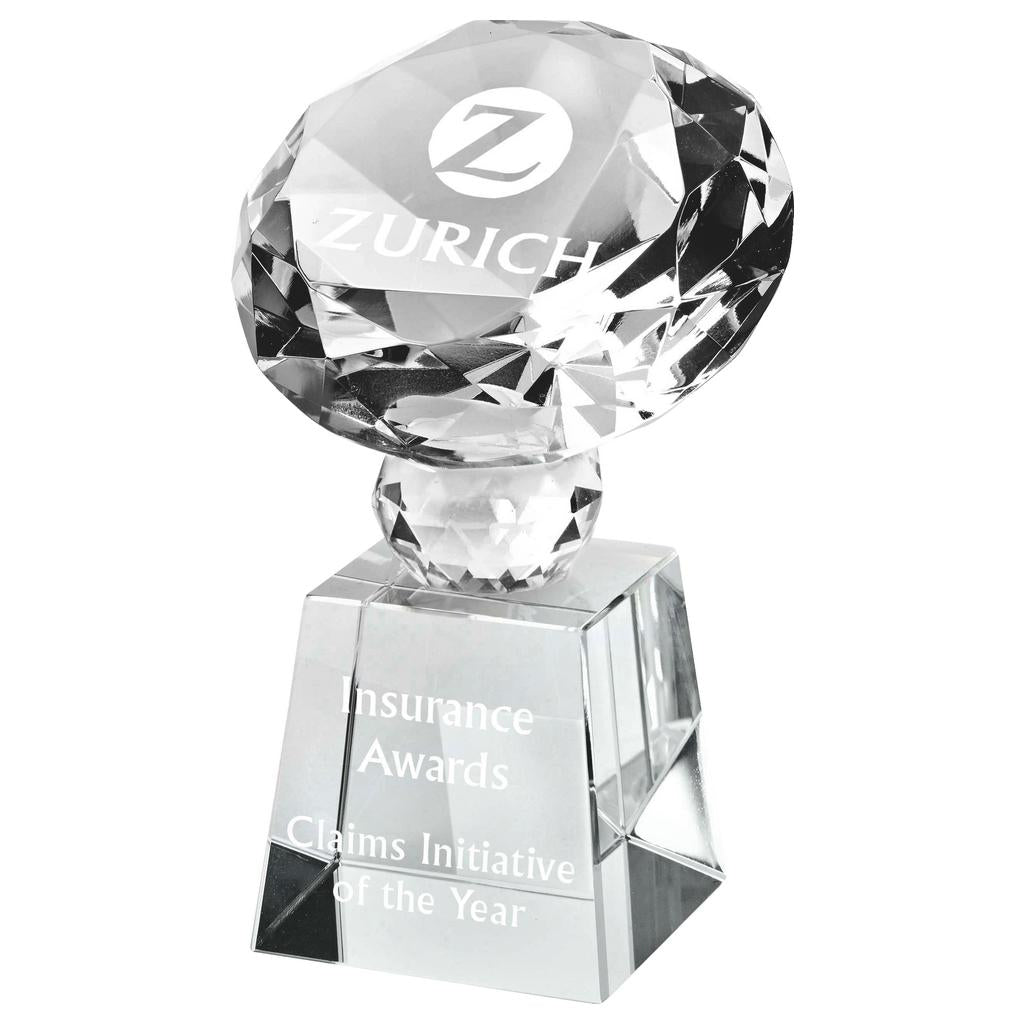 Crystal Diamond Trophy with Stand for Corporate Awards - 3 Sizes