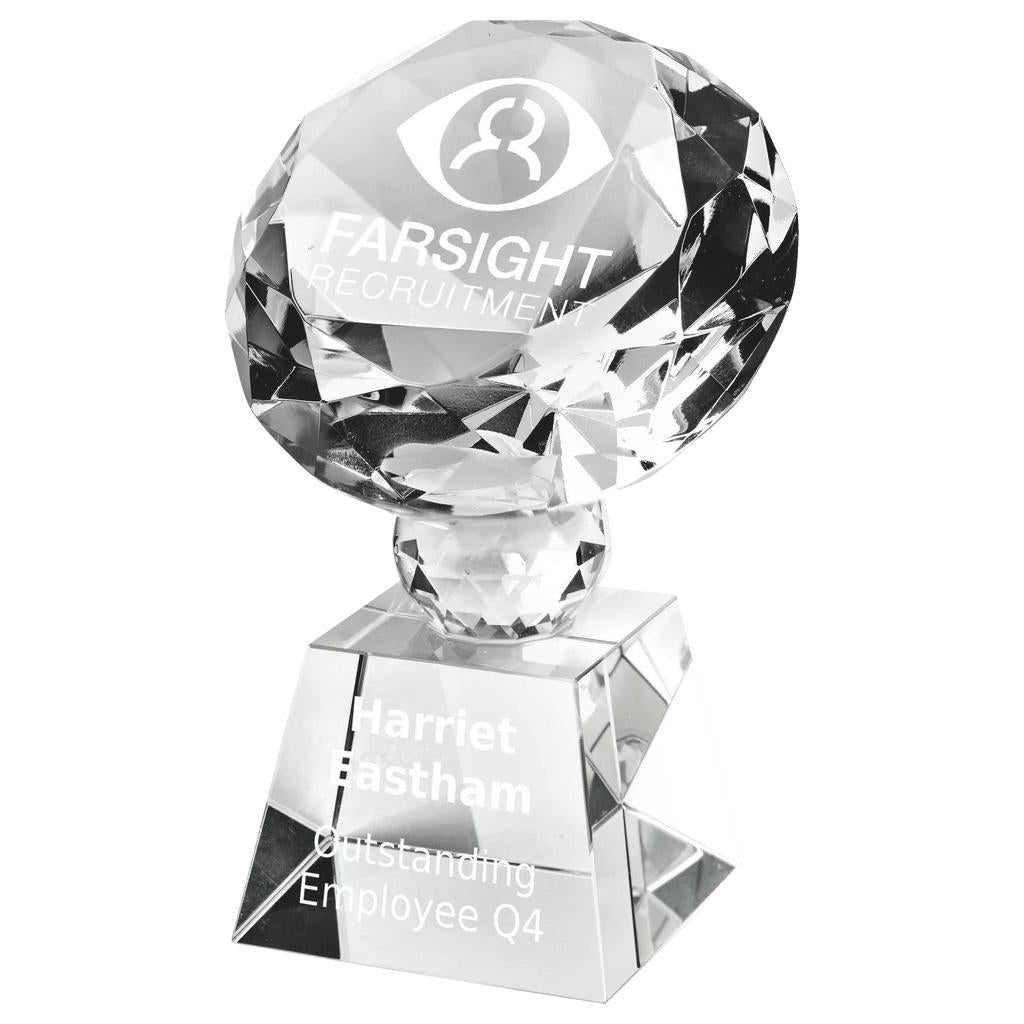 Crystal Diamond Trophy with Stand for Corporate Awards - 3 Sizes