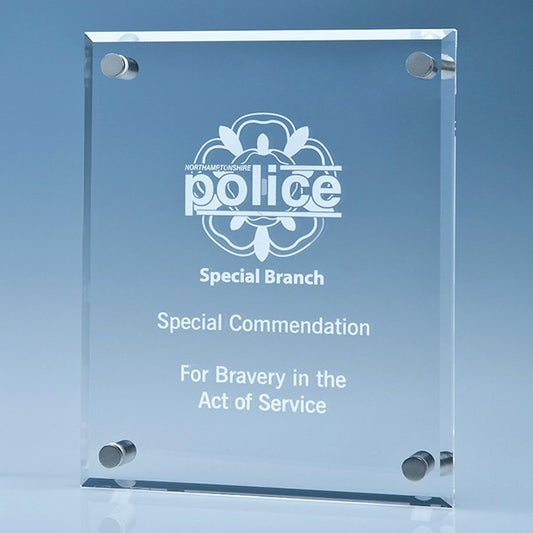 Clear Glass Wall Display Plaque inc Fixing Kit