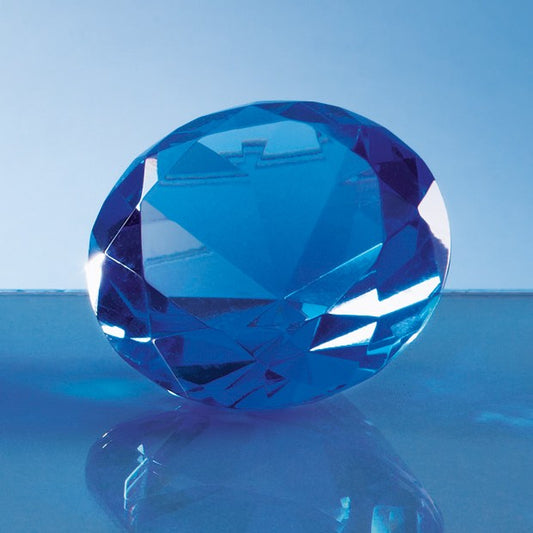 Optical Crystal Blue Diamond Paperweight