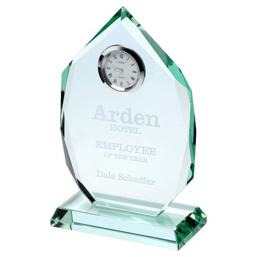 Jade Glass Diamond Plaque With Clock - 6.5inch