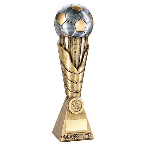 Brz-Pew-Gold Football On Leaf Burst Column Trophy - Managers Player