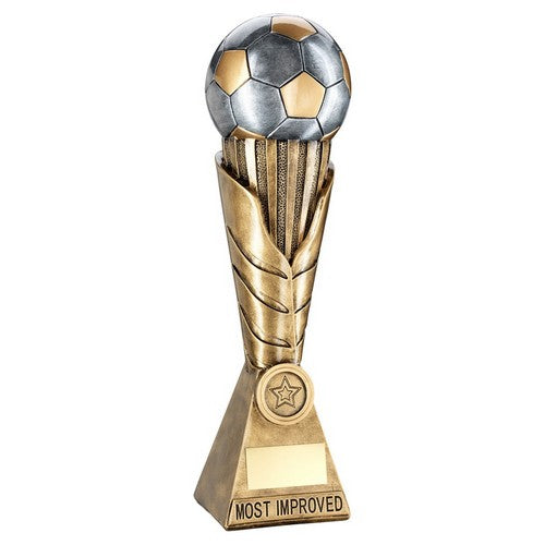 Brz-Pew-Gold Football On Leaf Burst Column Trophy - Most Improved -